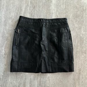 Softgrey brand black sheepskin leather mini skirt 2 side pockets with zipper